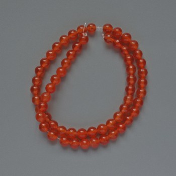Koraliki karneolu sztucznego, gładka kuleczka, średnica 6 mm ±, długość 38 cm ± na żyłce