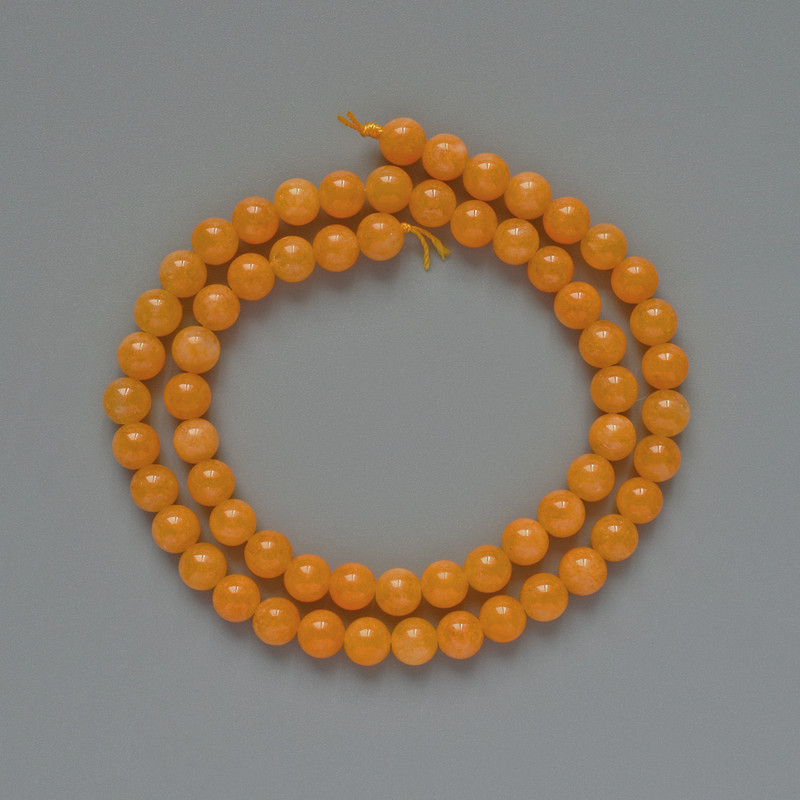 Koraliki cytrynowe sztuczne, gładkie kuleczki, średnica 6,5 mm, długość 38 cm, na nici