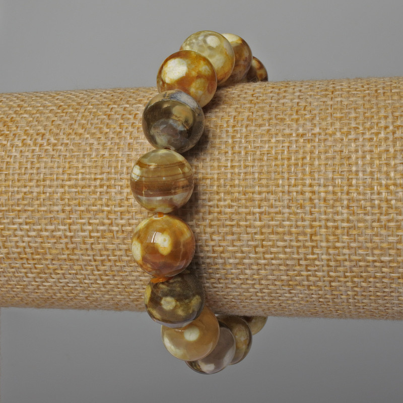 Bransoletka z żółtego agatu — gładka kuleczka, średnica 12 mm, długość 18 cm, elastyczna
