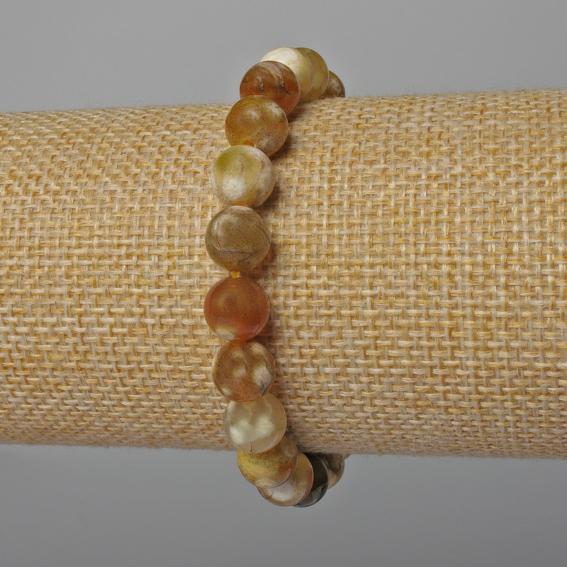 Bransoletka z żółtego agatu, gładkie kuleczki o średnicy 8 mm, długość 18 cm (rozciągana)