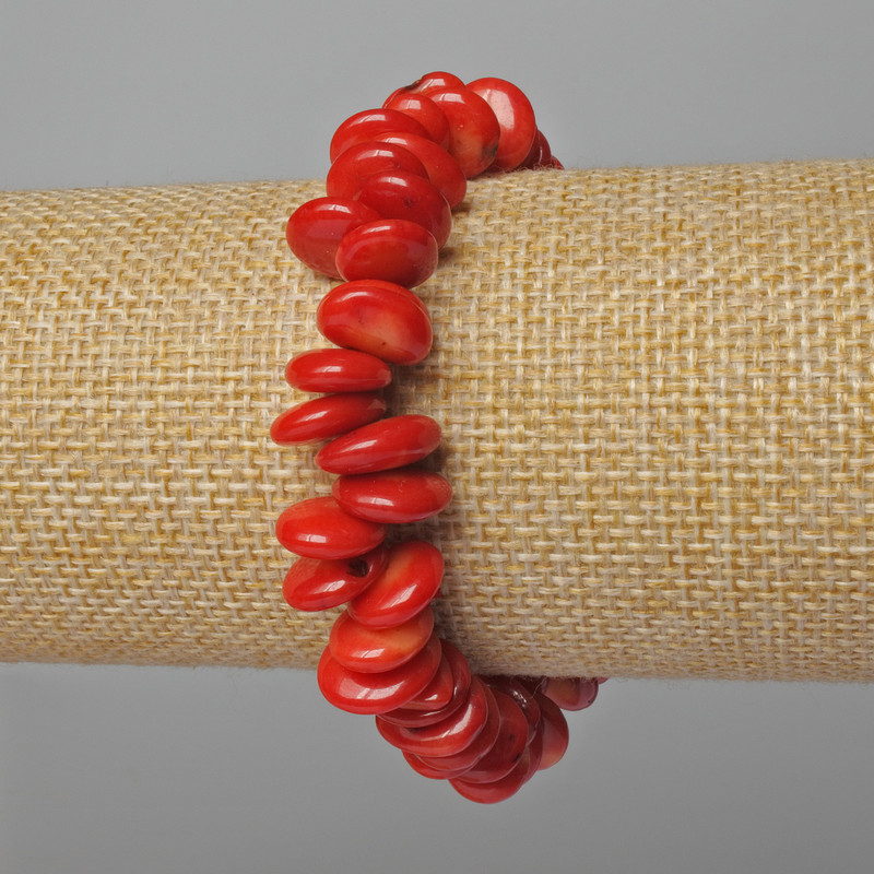 Bransoletka z naturalnego koralu — owalne koraliki o średnicy około 12×4 mm, długość 18 cm (+/-) (elastyczna)