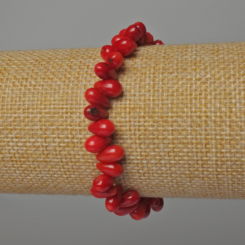Bransoletka z naturalnego koralu – koraliki 5×8 mm, długość 18 cm