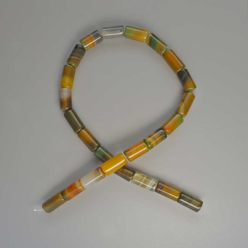 Koraliki agatowe z naturalnego agatu, cylindryczne, średnica 8×16 mm, długość 38 cm na żyłce