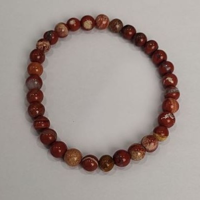 Bransoletka z czerwonego jaspisu, naturalny kamień, gładka kuleczka, średnica około 6 mm, długość 18 cm (elastyczna)