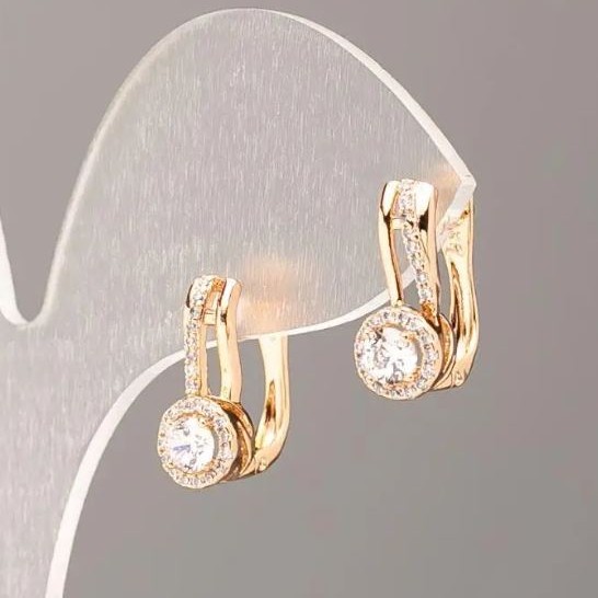 Kolczyki Xuping pozłacane 18K z białymi kryształami, średnica 15 × 6,5 mm+