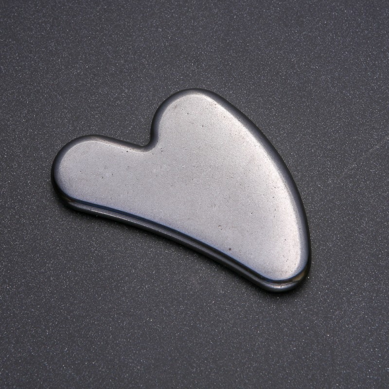 Masażer-skrobak Gua Sha z hematytu, naturalny kamień, 80×55 mm +