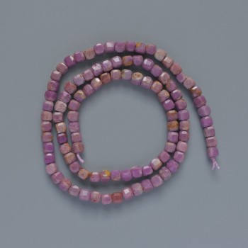 Koraliki fosfosyderytu z naturalnego kamienia, fasetowane w formie kostek, średnica 4 mm ±, długość 39 cm ± na nici