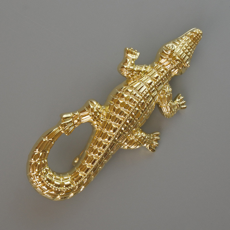 Broszka-wisiorek Krokodyl metal jasnozłoty 73×33 mm