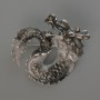 Broszka-wisiorek Smok czarna i szara emalia, srebrzysty metal 42×42 mm
