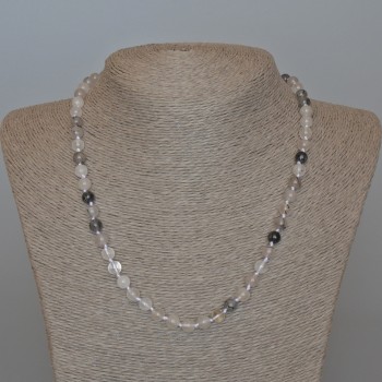 Naszyjnik z kwarcu rutylowego włochatego, naturalny kamień, gładkie kulki, średnica 6,5 mm, długość 48 cm