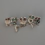 Broszka w kształcie sowy z kolorowymi kryształami, czarną emalią i Haliotis, srebrzystym metalem 52×26 mm