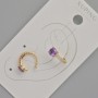 Kolczyki Xuping na klipsy z fioletowym kryształem i białymi cyrkoniami, średnica 13x5 mm, pozłacane 18K