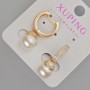 Kolczyki Xuping z białymi cyrkoniami i perłą Majorki, średnica 9 mm, długość 27 mm, pozłacane 18K