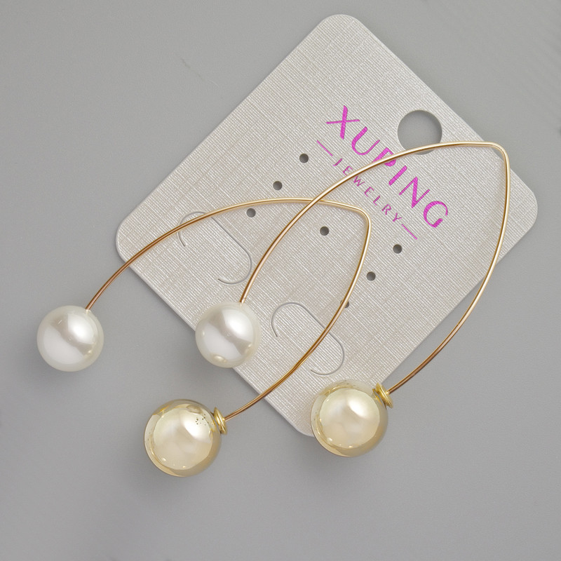 Kolczyki Xuping z perłami Majorki, średnica 10 mm, 12 mm +/-, długość 53 mm +/- Pozłacane 18K