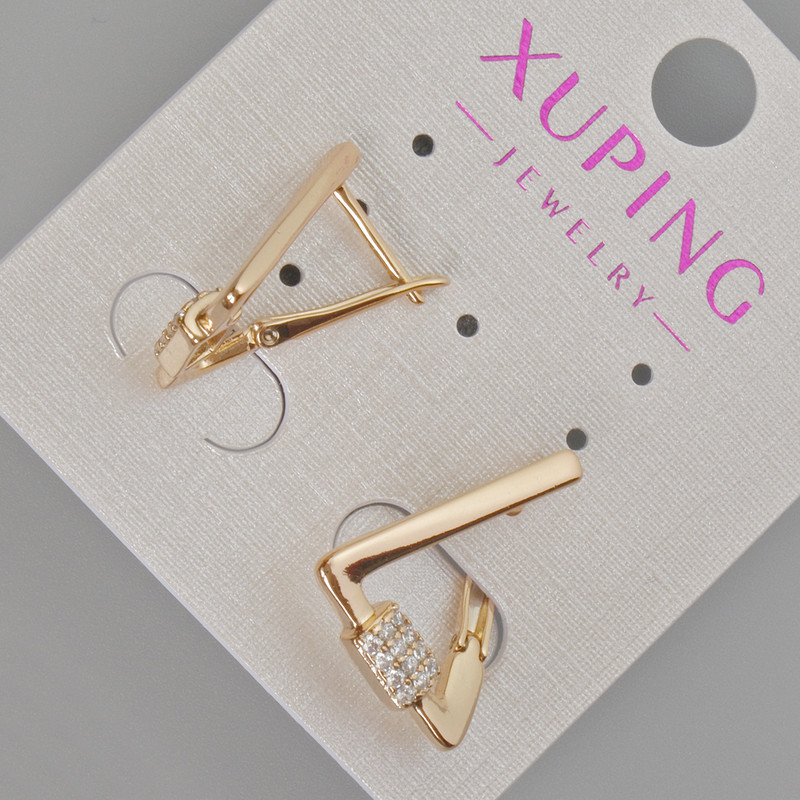 Kolczyki Xuping z białymi kryształami, średnica 19×15 mm ± Pozłacane 18K