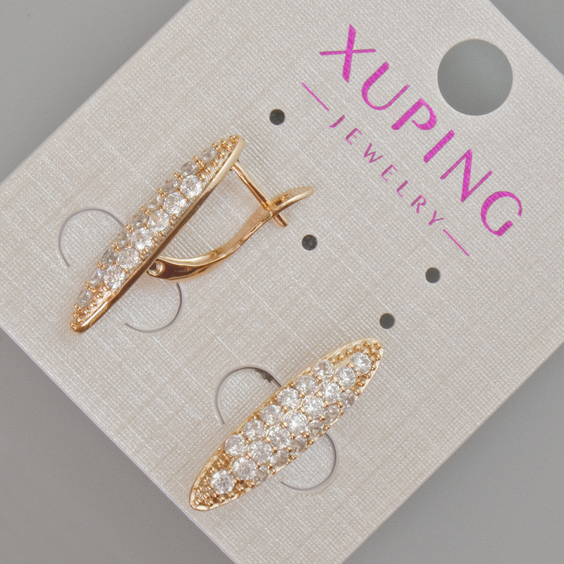 Kolczyki Xuping z białymi cyrkoniami, średnica 23×6 mm +- Pozłacane 18K