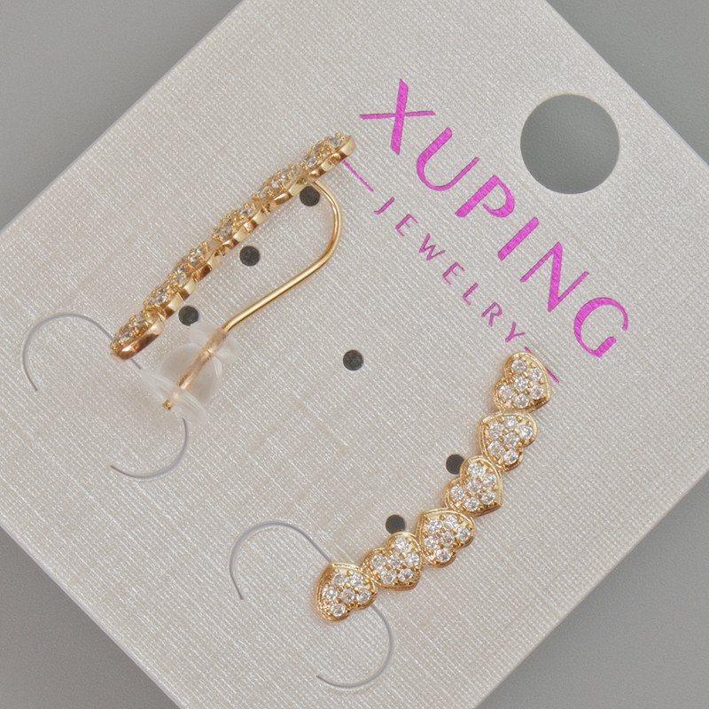 Kolczyki Xuping „Serca” z białymi kryształami, średnica 22×4 mm +/- bez zapięcia, pozłacane 18K