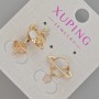 Kolczyki sztyfty Xuping «Saturn» z białym perłowym połyskiem i cyrkoniami, średnica 15,5×15 mm, pozłacane 18K