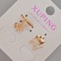 Kolczyki sztyfty Xuping «Kotek» z białymi cyrkoniami, średnica 12×10 mm ± pozłacenie 18K