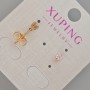 Kolczyki sztyfty Xuping z różowym kryształem, średnica ok. 4 mm, pozłacane 18K