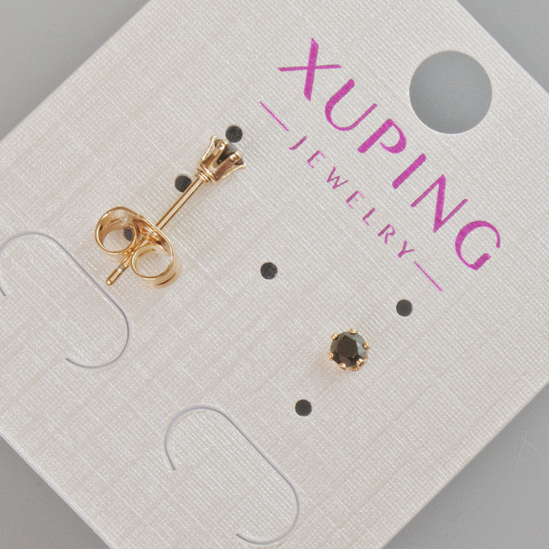 Kolczyki sztyfty Xuping z czarnym kryształem, średnica 4 mm ±, pozłacane 18K