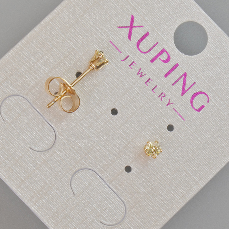 Kolczyki sztyfty Xuping z żółtym kryształem, średnica ok. 4 mm, pozłacane 18K