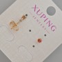 Kolczyki sztyfty Xuping z czerwonym kryształem, średnica ok. 4 mm, pozłacane 18K