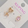 Kolczyki sztyfty Xuping z różowym kryształem, średnica 8,5×6,5 mm, pozłacane 18K