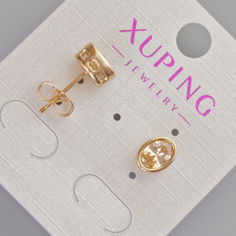 Kolczyki sztyfty Xuping z pomarańczowym kryształem, średnica 8,5×6,5 mm ± Pozłacanie 18K
