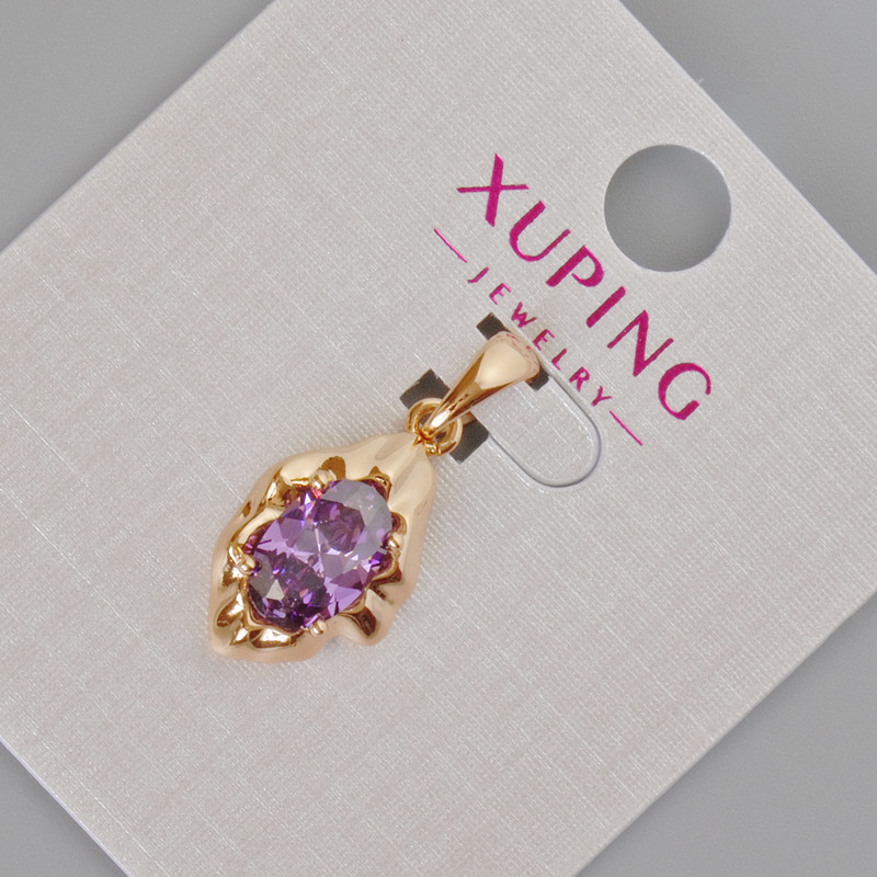 Wisiorek Xuping z fioletowym kryształem, średnica 24×11 mm +/- Pozłacanie 18K