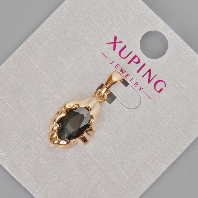 Wisiorek Xuping z czarnym kryształem, średnica 24×11 mm, pozłacany 18K