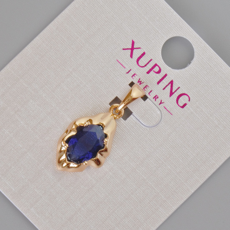 Wisiorek Xuping z niebieskim kryształem, średnica 24×11 mm ± Pozłacanie 18K