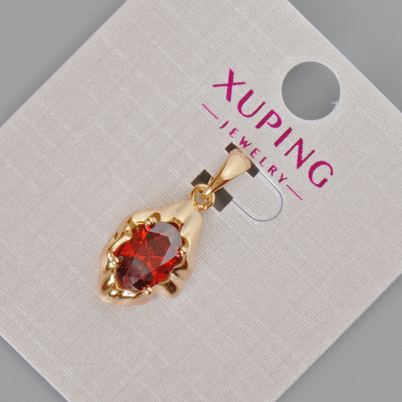 Wisiorek Xuping z czerwonym kryształem, średnica 24×11 mm, pozłacanie 18K