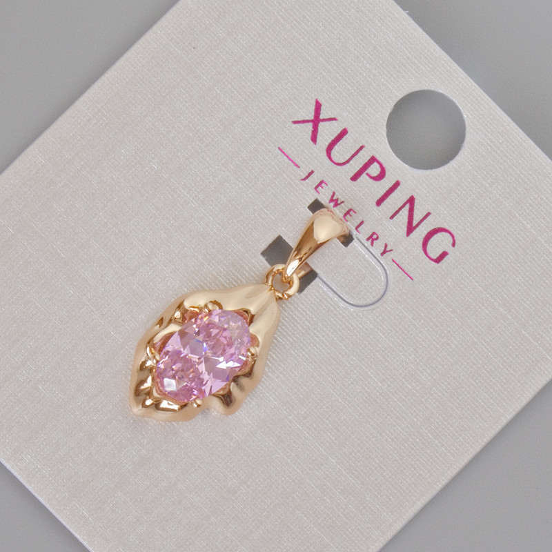 Wisiorek Xuping z różowym kryształem, średnica 24×11 mm ± pozłacanie 18K