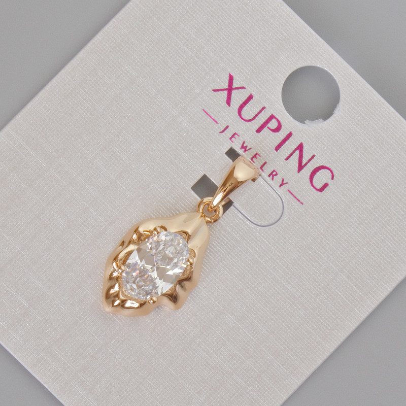 Wisiorek Xuping z białym kryształem, średnica 24x11 mm - pozłacanie 18K