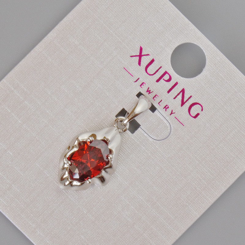 Wisiorek Xuping z czerwonym kryształem, średnica 24×11 mm, rodowany