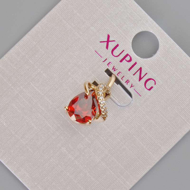 Wisiorek Xuping z czerwonym kryształem i białymi kryształami, średnica 16×10 mm ± pozłacanie 18K