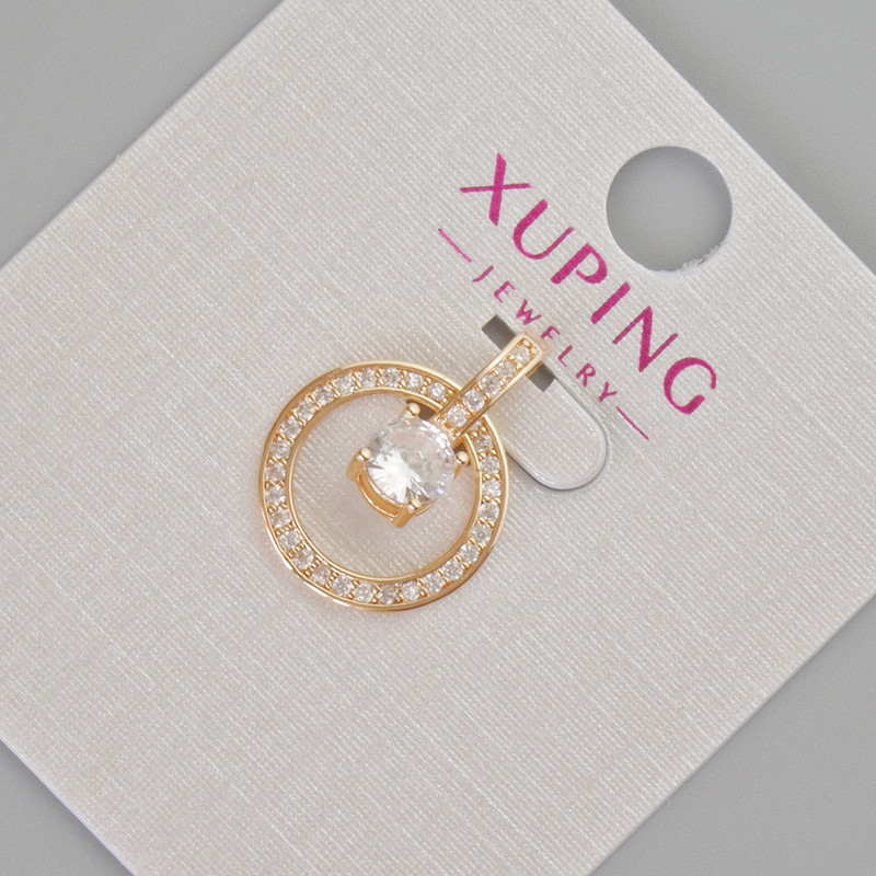 Wisiorek Xuping z białymi cyrkoniami i kryształem, średnica 19×14 mm +/- Pozłacanie 18K