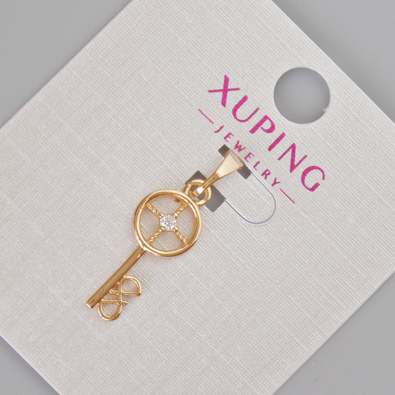 Wisiorek Xuping «Klucz» z białymi kryształami, średnica 26×8 mm ± pozłacanie 18K