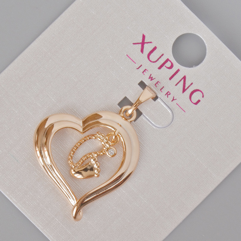 Wisiorek Xuping „Serce” z białymi kryształami, średnica 29×20 mm ± Złocenie 18K