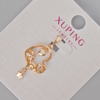 Wisiorek Xuping 'Serce' z białymi kryształami, średnica 28×13 mm +- Pozłacanie 18K