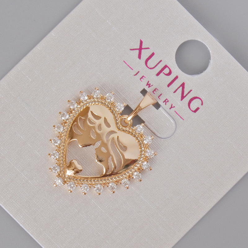 Wisiorek Xuping „Serce” z białymi kryształami, średnica 24×21 mm ± Pozłacanie 18K