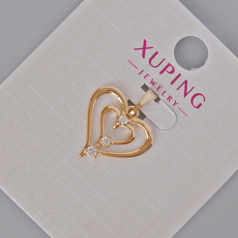 Wisiorek Xuping «Serce» z białymi kryształami, średnica 19×16 mm, pozłacanie 18K