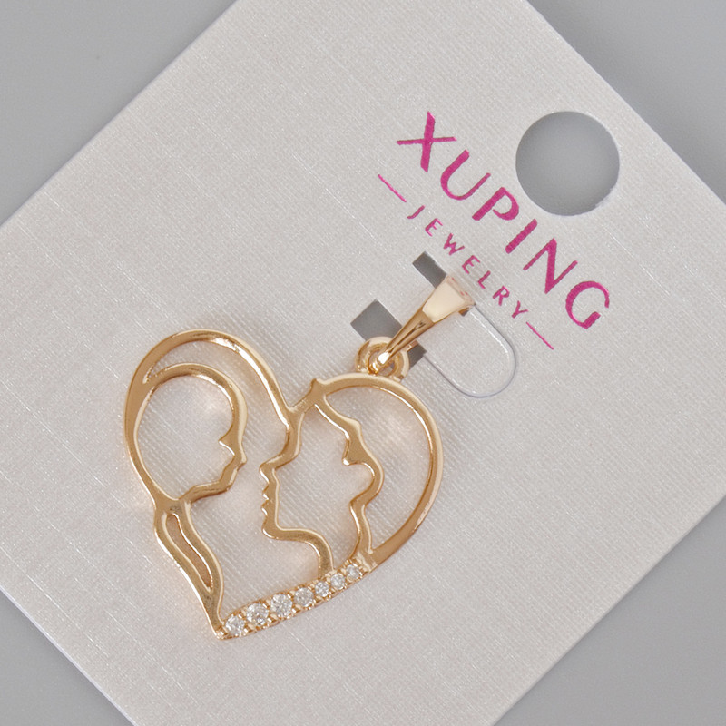 Wisiorek Xuping «Serce» z białymi kryształkami, średnica około 28×21 mm, pozłacanie 18K