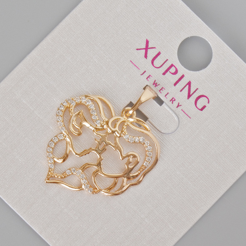 Wisiorek Xuping «Serce» z białymi kryształami, średnica 27×22 mm ± Pozłacenie 18K