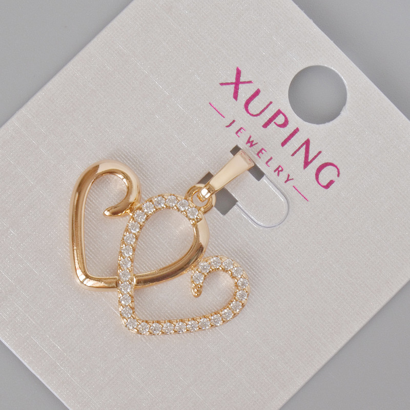 Wisiorek Xuping „Serce” z białymi kryształami, średnica 24×24 mm, pozłocenie 18K