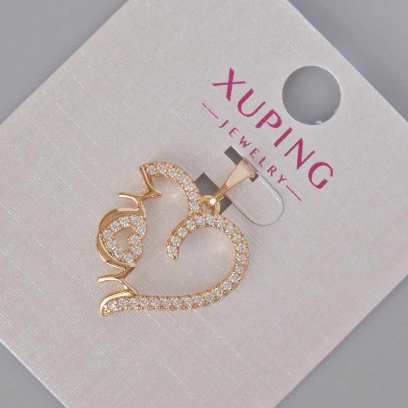 Wisiorek Xuping «Serce» z białymi cyrkoniami, średnica 23×18 mm, ± Pozłocenie 18K
