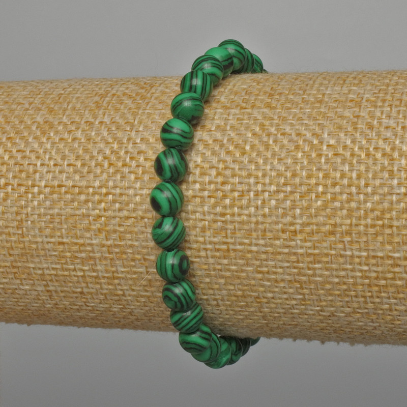 Bransoletka z malachitu (sztuczny) gładka kulka, średnica 6 mm, długość 18 cm + - (elastyczna)