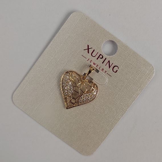 Wisiorek Xuping «Serce» z białymi kryształami, średnica 23×18 mm ± pozłocenie 18K