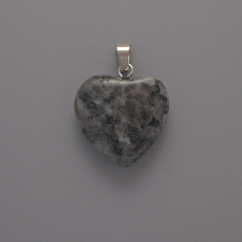 Wisiorek Serce Laurvikit, średnica 20×20×6 mm, długość 28 mm ±